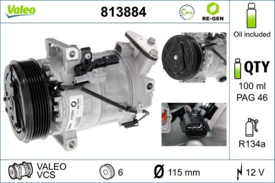 Obrázok Kompresor klimatizácie VALEO  RE-GEN REMANUFACTURED 813884