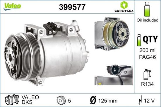 Obrázok Kompresor klimatizácie VALEO  CORE-FLEX 399577