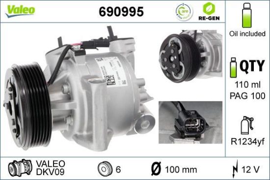 Obrázok Kompresor klimatizácie VALEO  RE-GEN REMANUFACTURED 690995