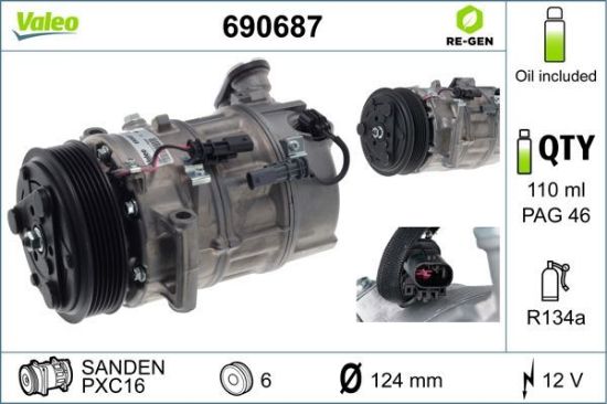 Obrázok Kompresor klimatizácie VALEO  RE-GEN REMANUFACTURED 690687