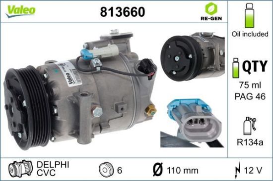Obrázok Kompresor klimatizácie VALEO  RE-GEN REMANUFACTURED 813660