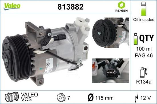 Obrázok Kompresor klimatizácie VALEO  RE-GEN REMANUFACTURED 813882