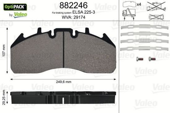 Obrázok Sada brzdových platničiek kotúčovej brzdy VALEO OPTIPACK 882246