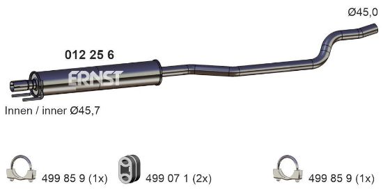 Obrázok Stredný tlmič výfuku ERNST  012256