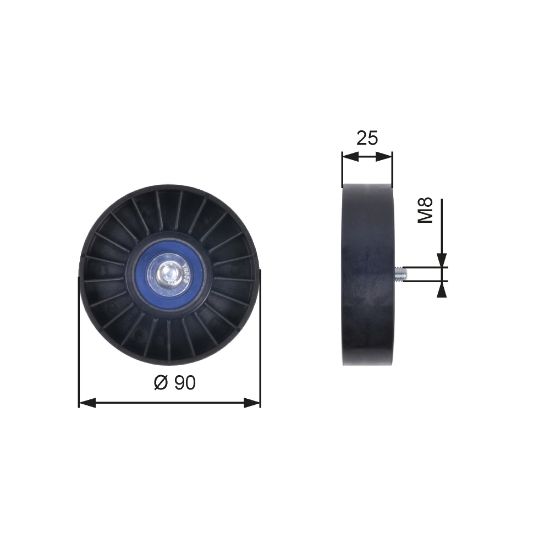Obrázok Vratná/vodiaca kladka rebrovaného klinového remeňa GATES DriveAlign® T36033