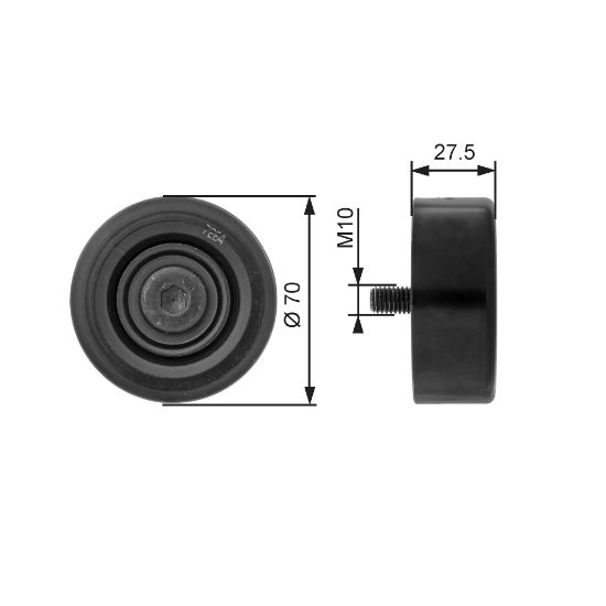 Obrázok Vratná/vodiaca kladka rebrovaného klinového remeňa GATES DriveAlign® T36206