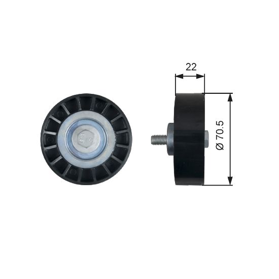 Obrázok Vratná/vodiaca kladka rebrovaného klinového remeňa GATES DriveAlign® T36607