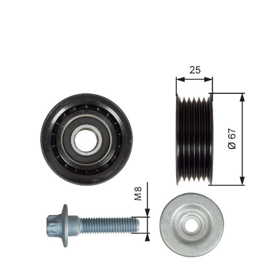 Obrázok Vratná/vodiaca kladka rebrovaného klinového remeňa GATES DriveAlign® T36619