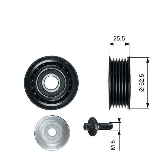 Obrázok Vratná/vodiaca kladka rebrovaného klinového remeňa GATES DriveAlign® T36736