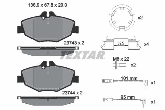 Obrázok Sada brzdových platničiek kotúčovej brzdy TEXTAR Q+ 2374303