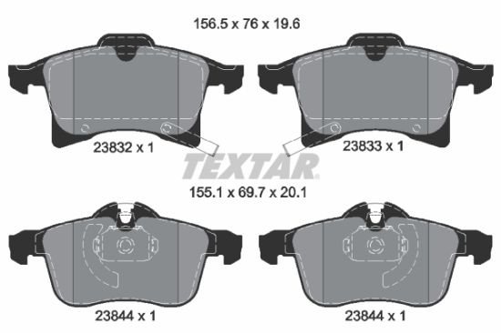 Obrázok Sada brzdových platničiek kotúčovej brzdy TEXTAR Q+ 2383201