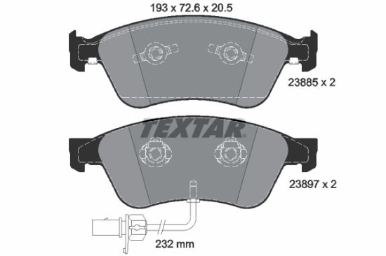 Obrázok Sada brzdových platničiek kotúčovej brzdy TEXTAR  2388501