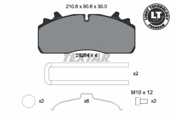 Obrázok Sada brzdových platničiek kotúčovej brzdy TEXTAR Lightweight Technology 2928401