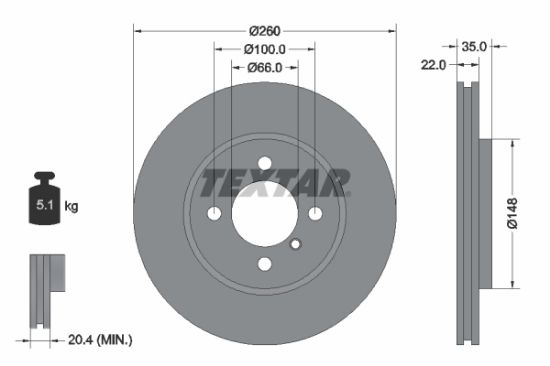 Obrázok Brzdový kotúč TEXTAR PRO 92026503