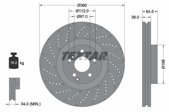 Obrázok Brzdový kotúč TEXTAR PRO+ 92260305