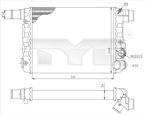 Obrázok Chladič motora TYC  7090009