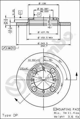 Obrázok Brzdový kotúč BREMBO  08478610