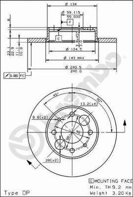 Obrázok Brzdový kotúč BREMBO  08491720