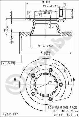 Obrázok Brzdový kotúč BREMBO  08518110