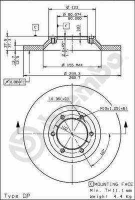 Obrázok Brzdový kotúč BREMBO  08719710