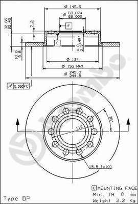 Obrázok Brzdový kotúč BREMBO COATED DISC LINE 08913611