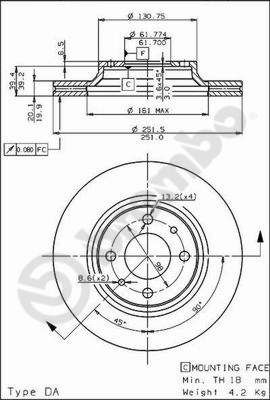 Obrázok Brzdový kotúč BREMBO  09530710