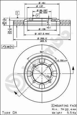 Obrázok Brzdový kotúč BREMBO  09553710