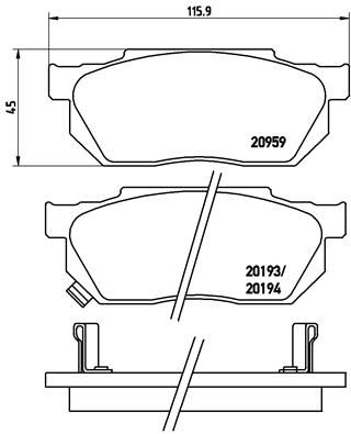 Obrázok Sada brzdových platničiek kotúčovej brzdy BREMBO  P28008