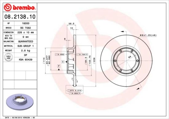 Obrázok Brzdový kotúč BREMBO  08213810