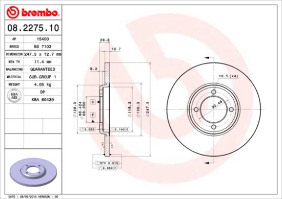 Obrázok Brzdový kotúč BREMBO  08227510