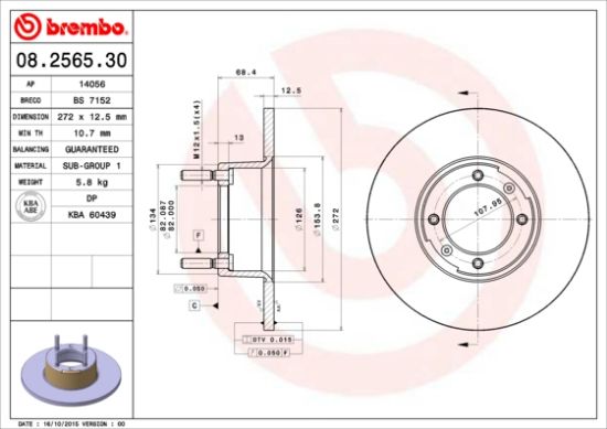 Obrázok Brzdový kotúč BREMBO  08256530