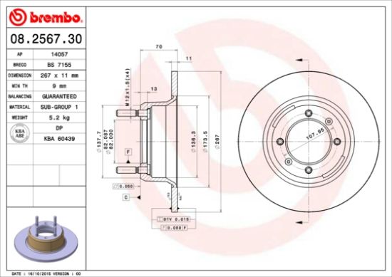 Obrázok Brzdový kotúč BREMBO  08256730