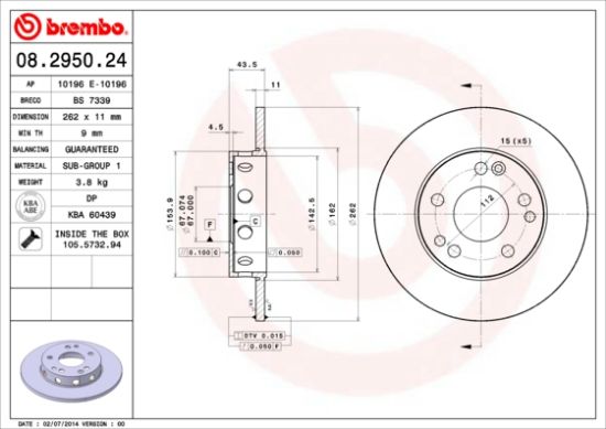 Obrázok Brzdový kotúč BREMBO  08295024