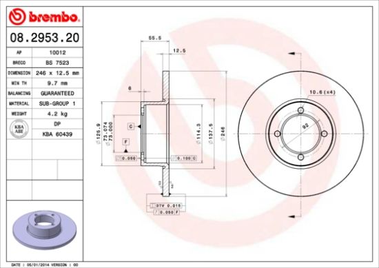 Obrázok Brzdový kotúč BREMBO  08295320