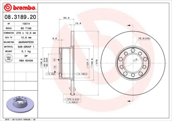Obrázok Brzdový kotúč BREMBO  08318920