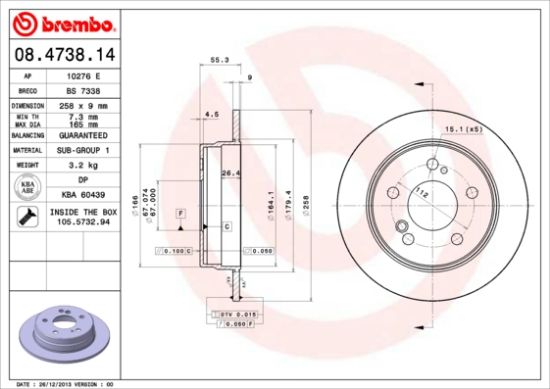Obrázok Brzdový kotúč BREMBO  08473814