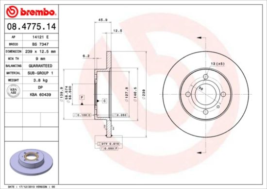 Obrázok Brzdový kotúč BREMBO  08477514