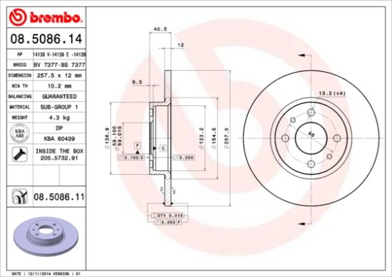 Obrázok Brzdový kotúč BREMBO COATED DISC LINE 08508611