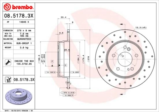 Obrázok Brzdový kotúč BREMBO  XTRA LINE 0851783X