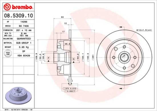 Obrázok Brzdový kotúč BREMBO  08530910