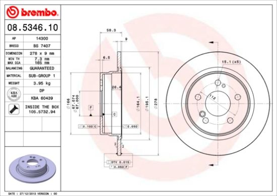 Obrázok Brzdový kotúč BREMBO  08534610