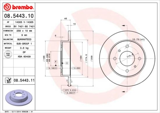 Obrázok Brzdový kotúč BREMBO COATED DISC LINE 08544311