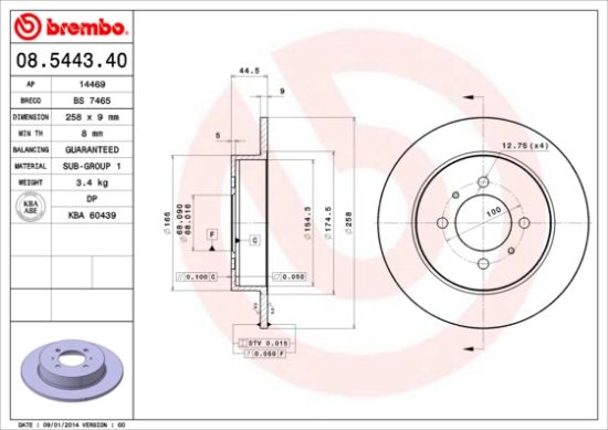 Obrázok Brzdový kotúč BREMBO  08544340