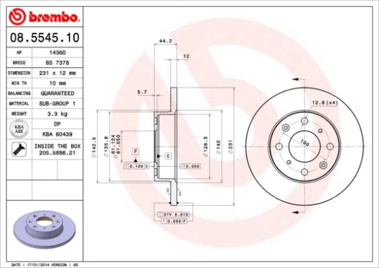 Obrázok Brzdový kotúč BREMBO  08554510