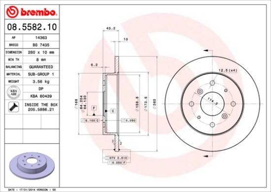 Obrázok Brzdový kotúč BREMBO  08558210