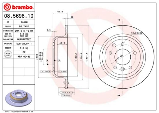 Obrázok Brzdový kotúč BREMBO  08569810