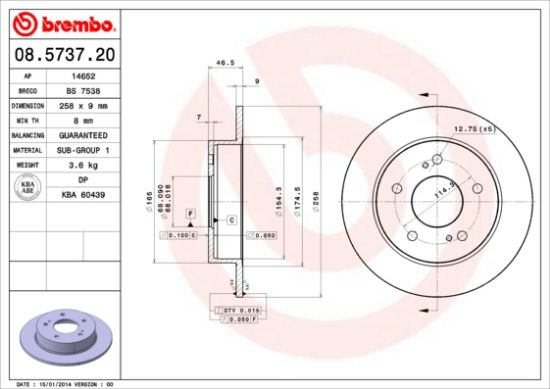 Obrázok Brzdový kotúč BREMBO  08573720