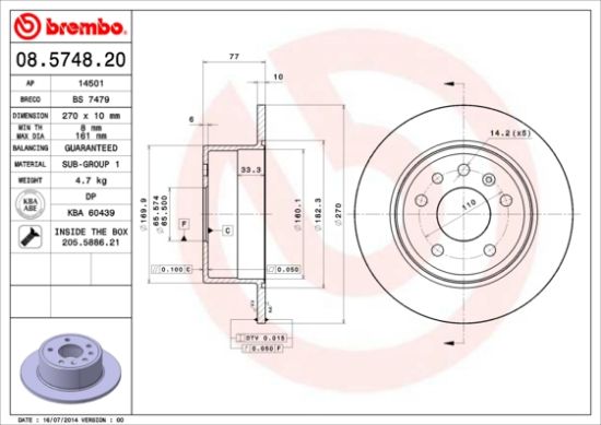 Obrázok Brzdový kotúč BREMBO  08574820