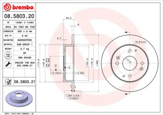 Obrázok Brzdový kotúč BREMBO COATED DISC LINE 08580321