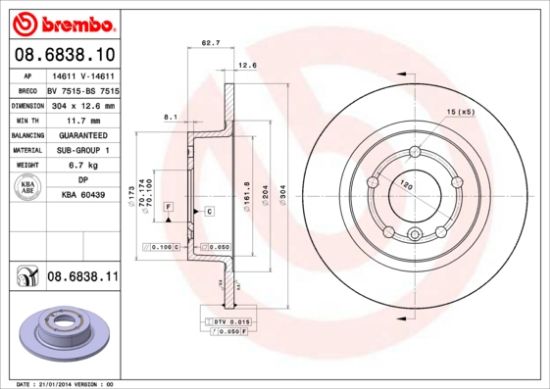 Obrázok Brzdový kotúč BREMBO COATED DISC LINE 08683811